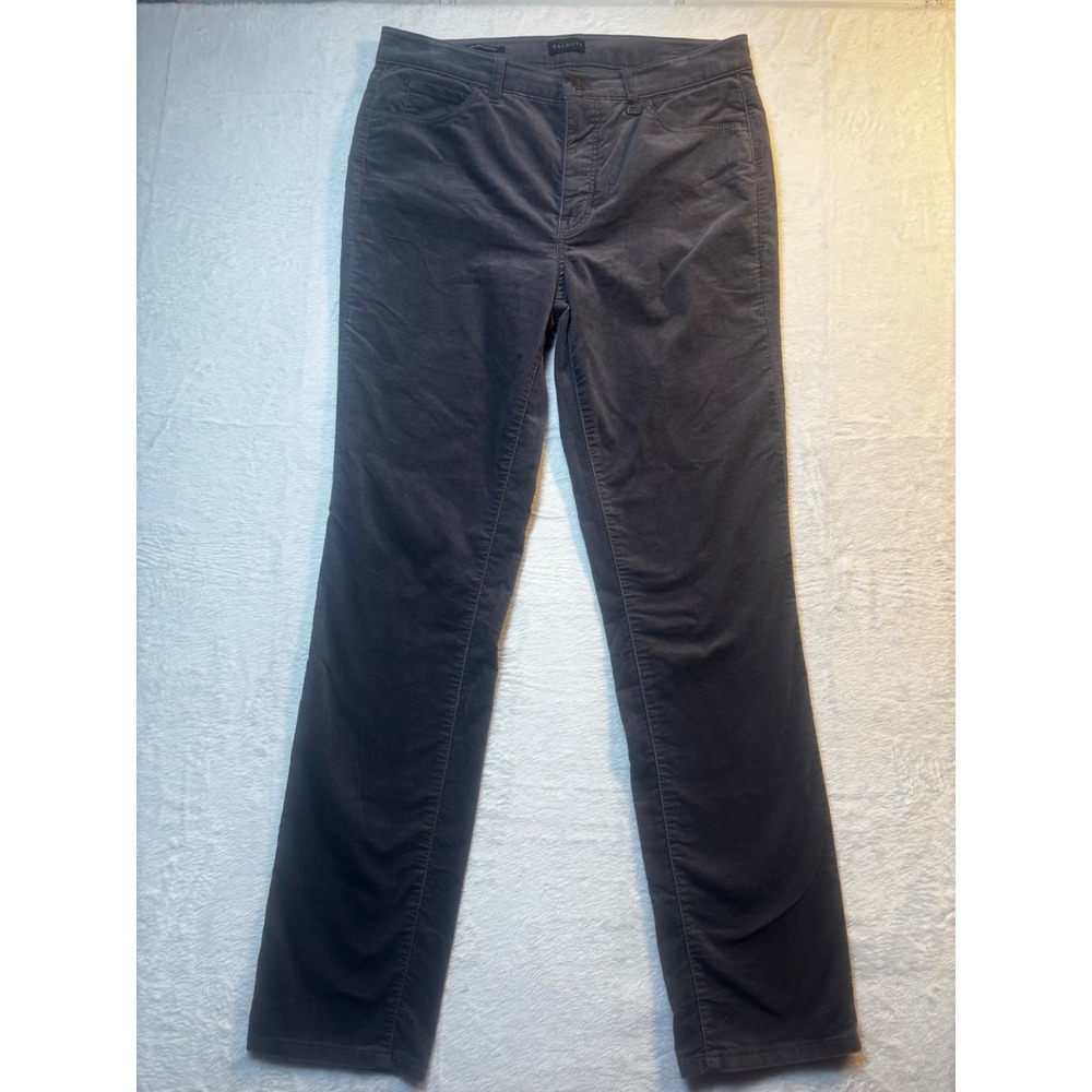 Talbots Pants Women's 10 Brown Gray Velveteen High Waist Straight‎ Leg